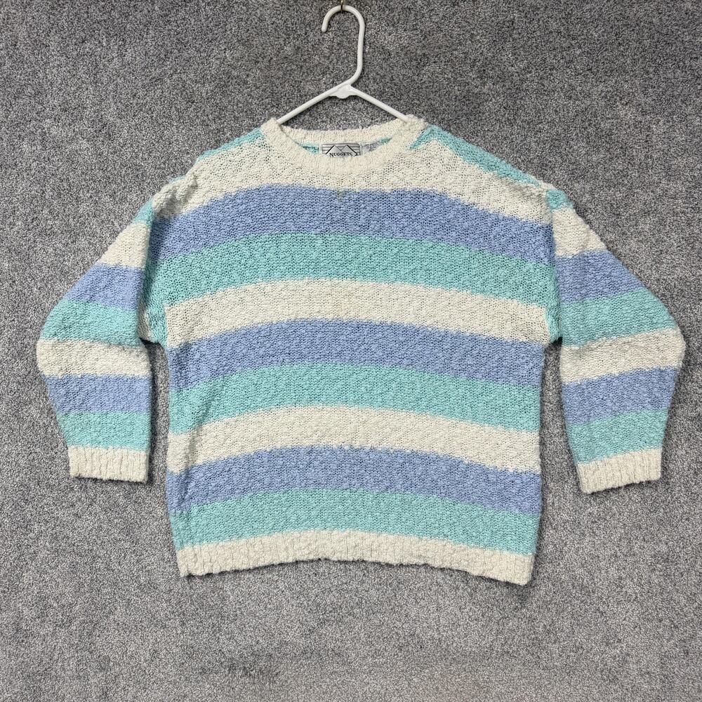 Vtg 80s Nuggets Popcorn Sweater 24W Plus Pastel Coastal Grandmother Cozy Twee